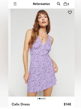 Reformation Calix Slip Dress Purple Floral